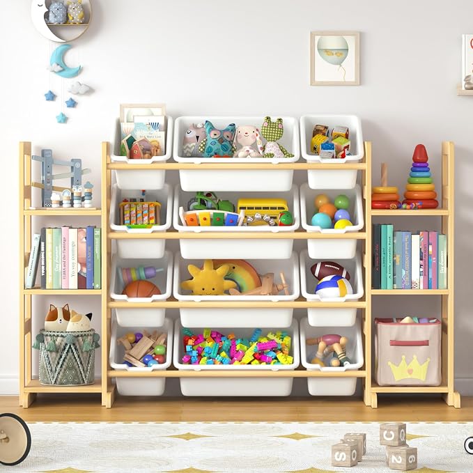 Large Toy Storage Organizer Kids Toy Organizer and Bookshelf Combo - Image 7