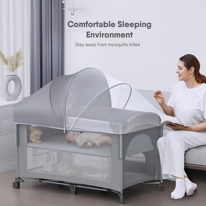 4 in 1 Baby Bassinet, Pack and Play, Bedside Crib Sleeper, Diaper Changer - Image 2