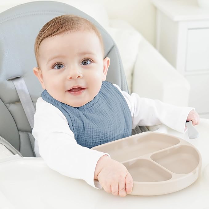 Bearmoss Muslin Baby Drooling Bibs 8 Pack, 100% Cotton Square Adjustable - Image 3