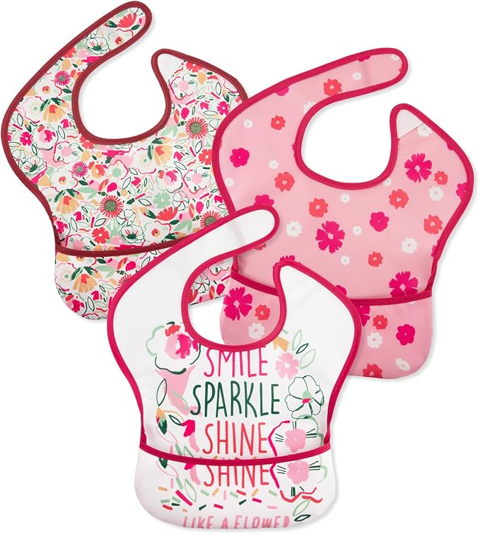 Mess Proof Baby Bib 3 Pack, Waterproof Led Weaning Baby Feeding Bibs by CivaruaKids