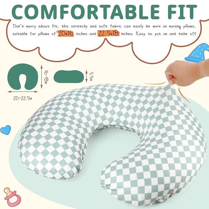 FEBSNOW 2 Pack Baby Nursing Pillow Cover, Stretchy Soft Cotton Nursing Cover - Image 2