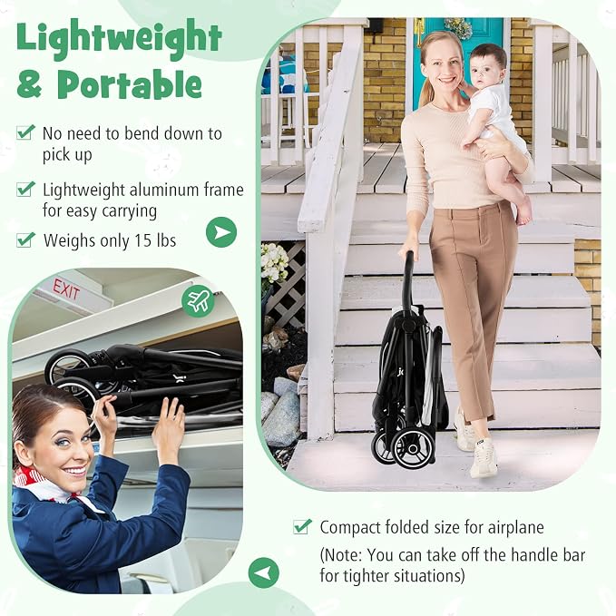 BABY JOY Lightweight Baby Stroller, Compact Travel Stroller - Image 3