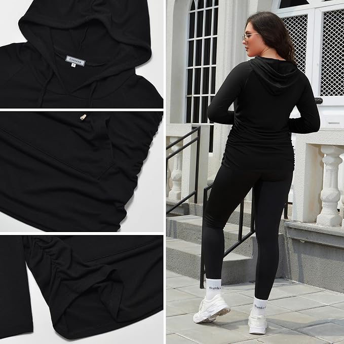 GINKANA Maternity Hoodie Long Sleeves Shirts Casual Maternity Top Pregnancy - Image 6