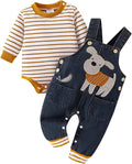 Baby Boy Clothes Fall Winter Outfits Long Sleeve Striped Romper Cute Cartoon by CETEPY