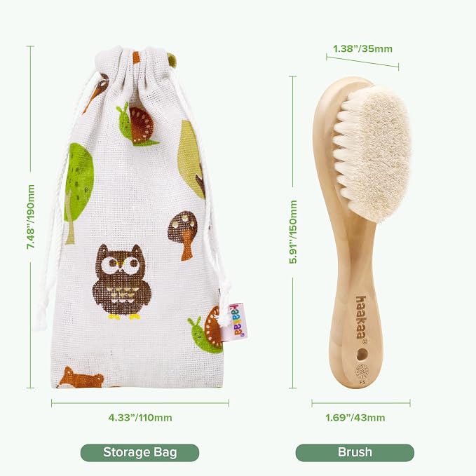 haakaa Wooden Baby Hair Brush for Newborns and Toddlers Baby Brush Natural Soft - Image 8