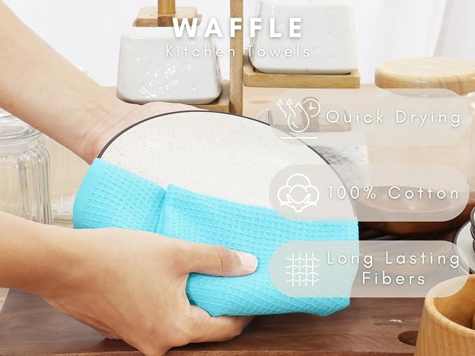 PurpleEssences Waffle Weave Kitchen Towel, 100% Cotton - Image 2