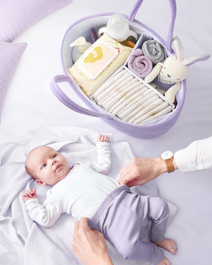 Maliton Baby Diaper Caddy Organizer, Cotton Rope Diaper Caddy Basket, Large - Image 5