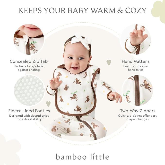 Bamboo Little Soft Baby Footie Pajamas, Baby Clothes, Newborn Sleepers - Image 2