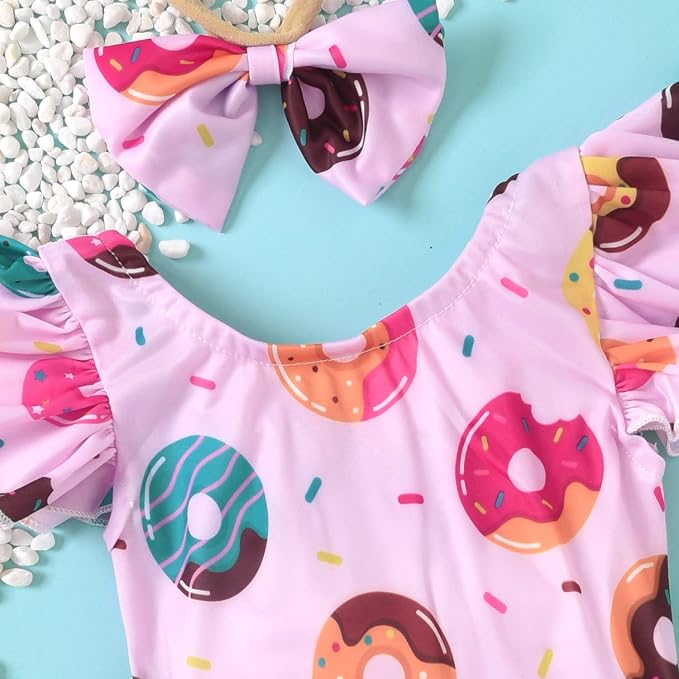 Toddler Girl Baby Ruffles Mermaid Fish Scale Swimsuit One Piece Swimwear - Image 2