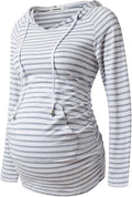 GINKANA Maternity Hoodie Long Sleeves Shirts Casual Maternity Top Pregnancy by GINKANA