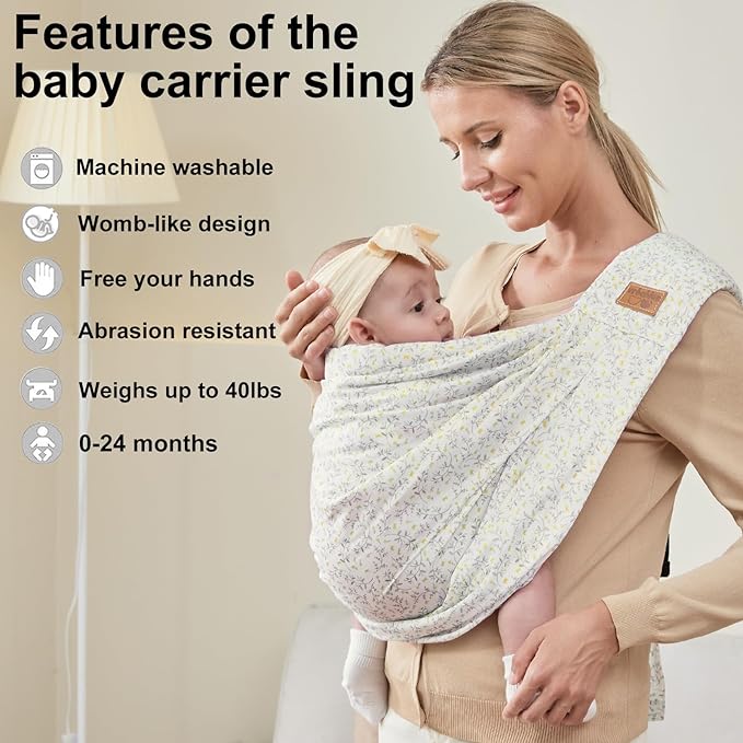 Baby Sling Carrier Newborn, Adjustable Easy Wearing Baby Nursing Warp Sling - Image 2