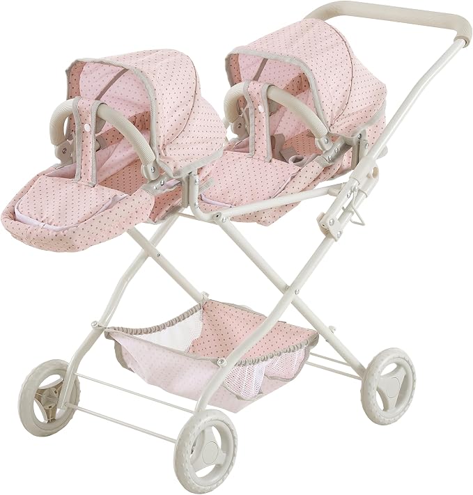 Olivia's Little World Twin Baby Doll Stroller, Double Bassinet Stroller Kids by OliviasLittleWorld