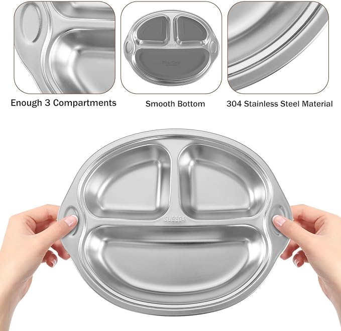 Stainless Steel Baby Suction Plates: Divided Plates - Image 5