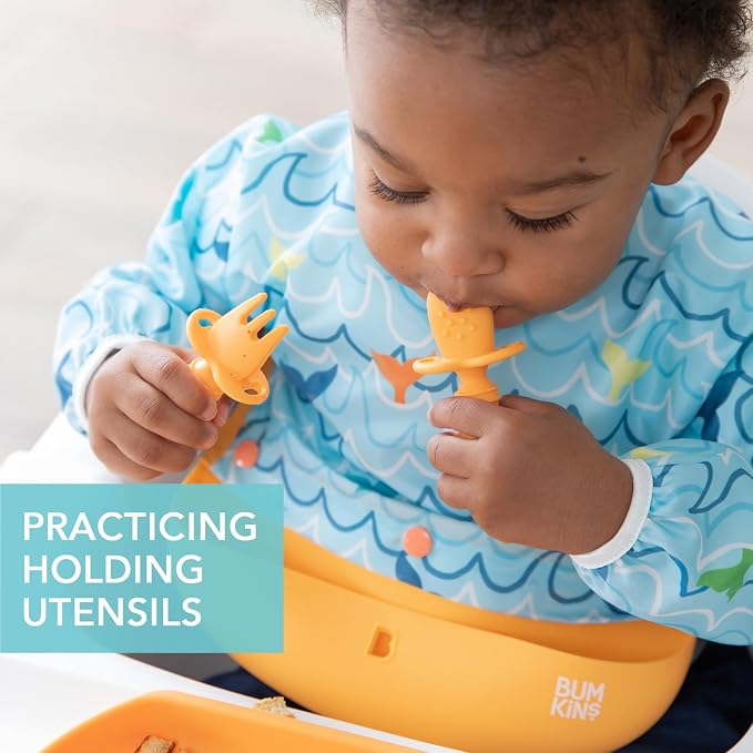 Bumkins Baby Utensils Set, Chewtensils Silicone Spoons - Image 2