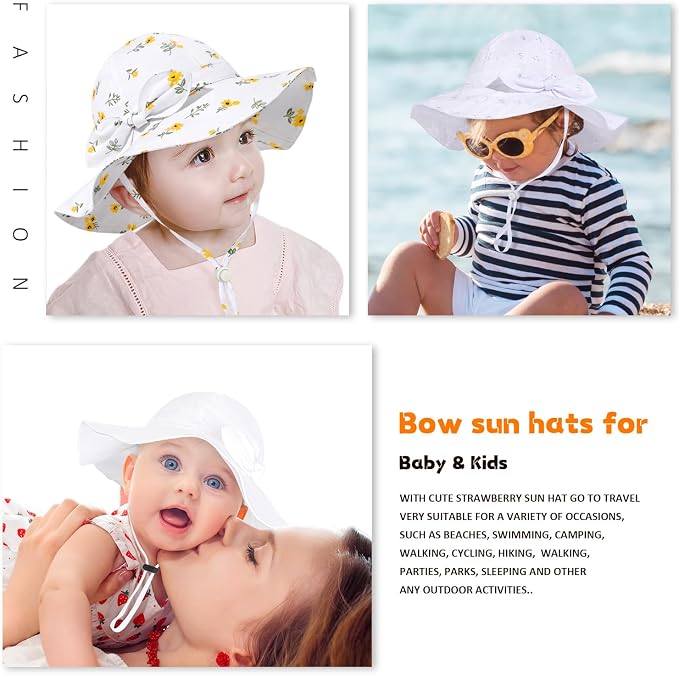 Baby Girl Sun Hat with UPF 50+ Outdoor Adjustable Beach Hat with Wide Brim - Image 7