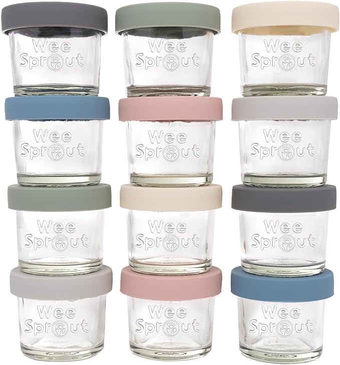 WeeSprout Glass Baby Food Storage Jars w/Lids Snack, Reusable Small Containers by WeeSprout