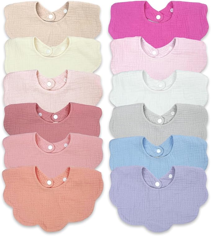 Baby Drool Bibs for Unisex Girls Boys 12 Pack Baby Muslin Bibs for Drooling and by DOSMINE