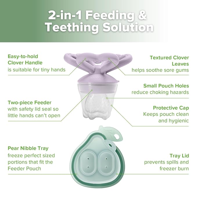 Haakaa Clover Baby Fruit Feeder Teether & Mini Freezer Nibble Tray – BPA-Free - Image 4