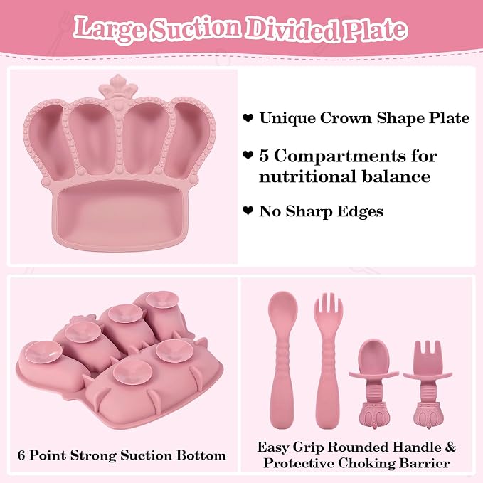 Silicone Baby Feeding Set 10 Pcs Baby Led Weaning Supplies Suction Bowl Divided - Image 3