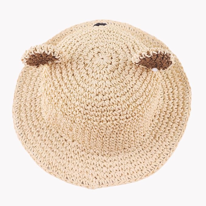 Baby Girl Straw Hat Outdoor Baby Sun Protection Hats Summer Bowknot Beach Cap - Image 3