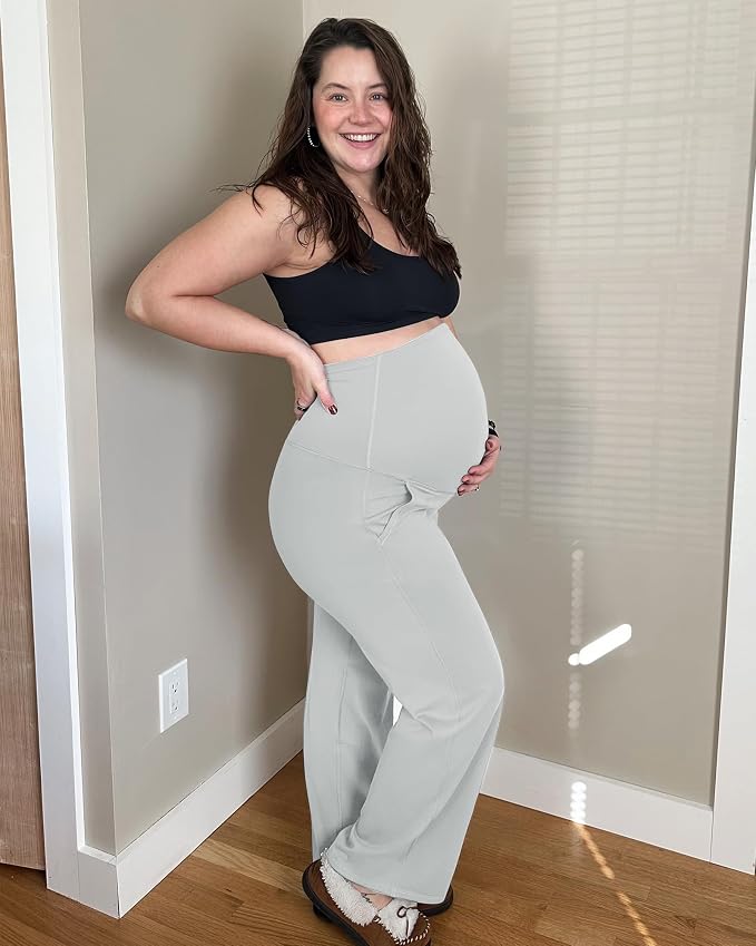 G4Free Maternity Pants Over The Belly Yoga Dress Work Pregnancy Pants Stretchy - Image 2
