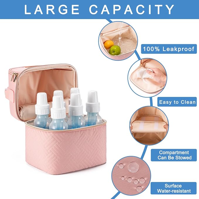 Breastmilk Cooler Bag with Ice Pack & Mat Fit 6 Bottles Up to 9 Ounce, Breast - Image 3