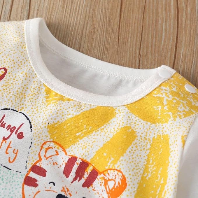 Cute Giraffe + Zebra With Floral Print Long Sleeve Baby Girl Clothes White - Image 5