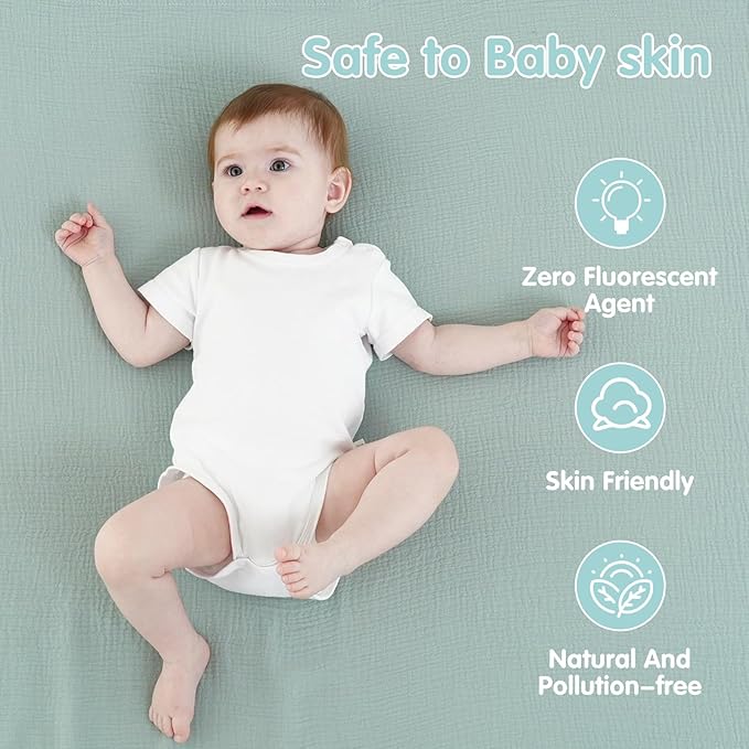 Muslin Swaddle Blankets for Newborns, 2 Pack 100% Cotton Receiving Blankets - Image 5