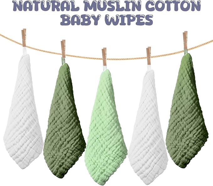 Breling 20 Pcs Baby Muslin Washcloth 12 x 12 Inch 100% Cotton Soft and - Image 4
