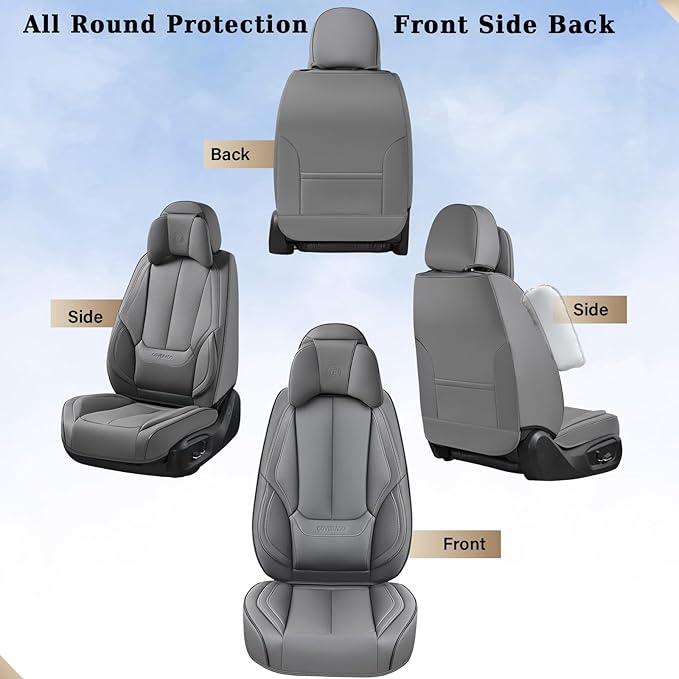 Coverado Universal Seat Covers Front, Waterproof Nappa Leather Car Seat Covers - Image 4