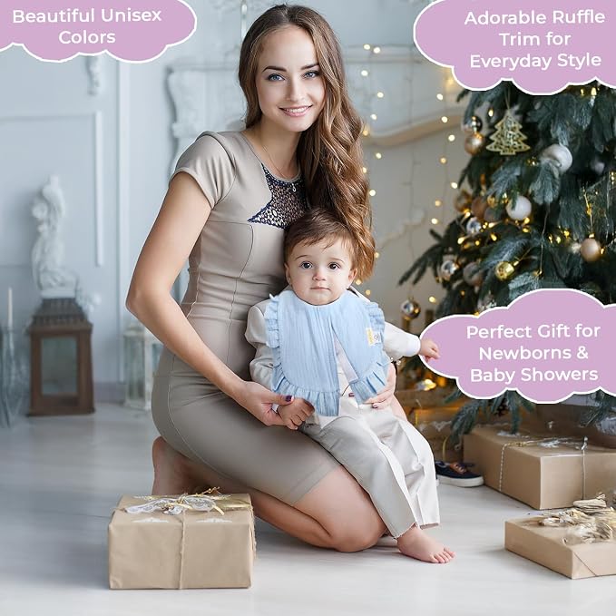 usakinon® 100% Organic Muslin Cotton Baby Bibs 2 Pack – Soft, Absorbent & Safe - Image 6