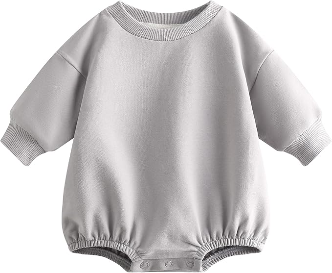Bafeicao Baby Boy Girl Sweatshirt Romper Organic Cotton Solid Color Long Sleeve by Bafeicao