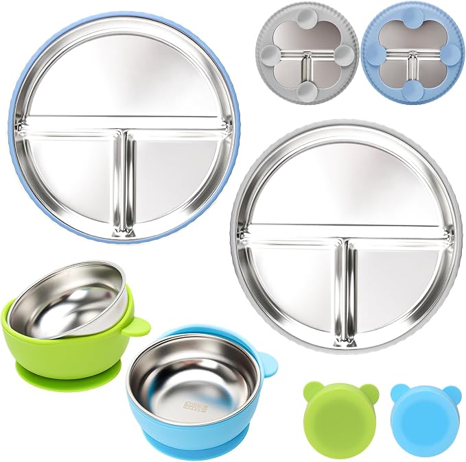 Stainless Steel Kids Plates and Bowls by MISSLILI