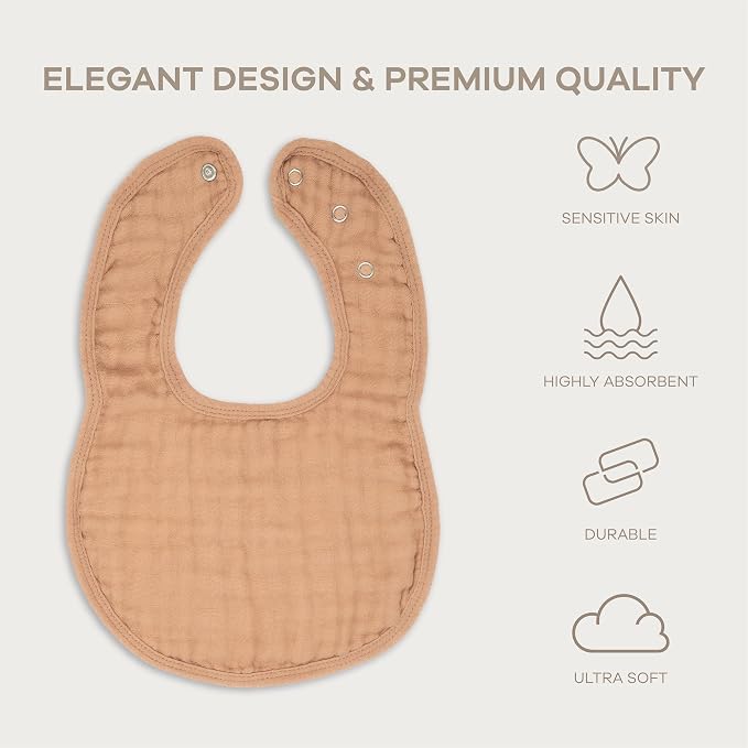 Comfy Cubs Muslin Bibs for Babies, Drool and Teething Bib, Adjustable Snaps - Image 2
