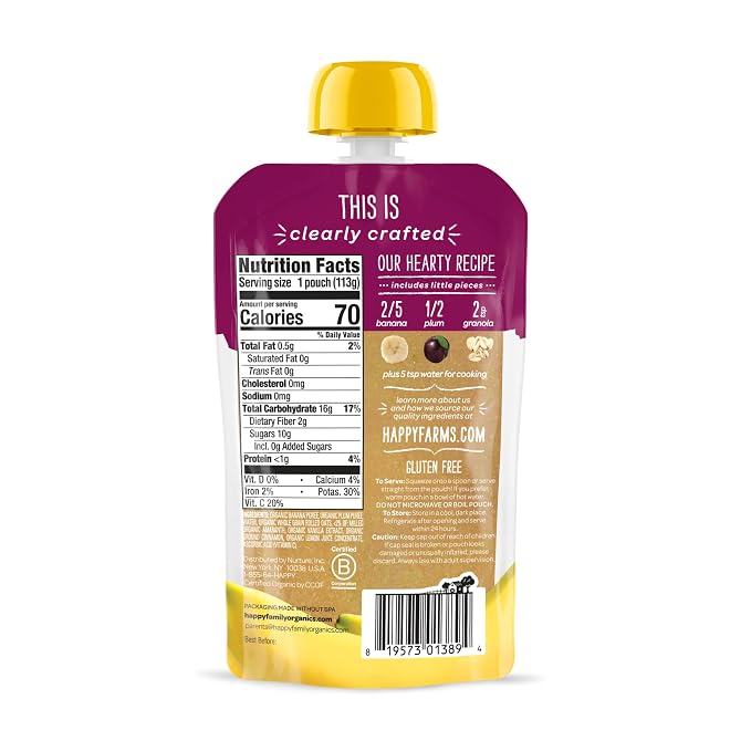 Happy Baby Organics Stage 2 Baby Food Pouches, Gluten Free, Vegan & Healthy - Image 7