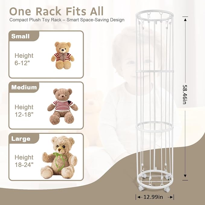 Stuffed Animal Storage Zoo Plushies Toy Storage Organizer, Metal Tube Stuffed - Image 2