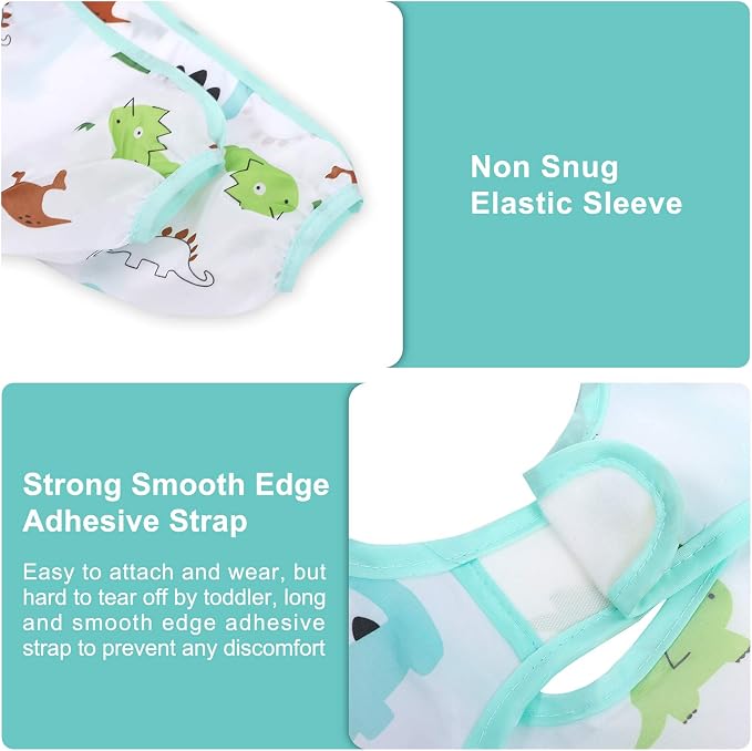Accmor 5 Pack Long Sleeve Bibs, Baby Smock Waterproof Sleeved Bib Smock - Image 2