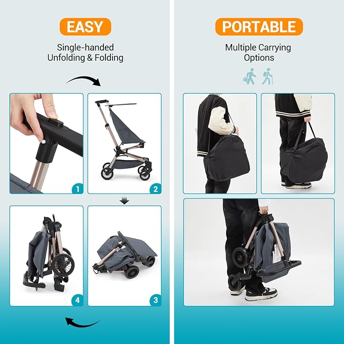 Lightweight Baby Travel Stroller – Compact & Airplane-Friendly Design, One-Hand - Image 8