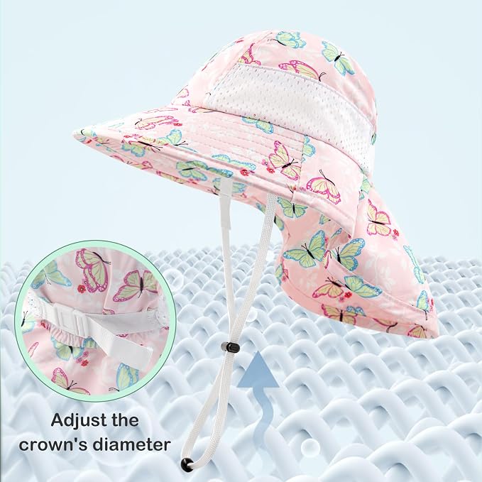 XIAOHAWANG Girls Sun Hat Baby Beach Hats Boys UPF 50+ Kids Summer Protection - Image 4
