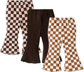 SOBOWO Checkered Baby Girl Flare Pants 3 Pack Toddler Bell Bottoms Plaid Ruffle by SOBOWO