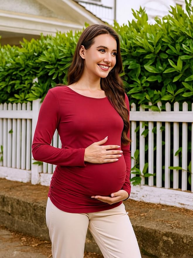Maternity Shirts Long Sleeve Pregnancy Top - Image 4