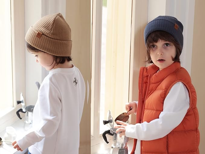 Moon Kitty 2PCS Baby Beanie Soft Toddler Beanie Warm Knitted Infant Winter Hats - Image 2