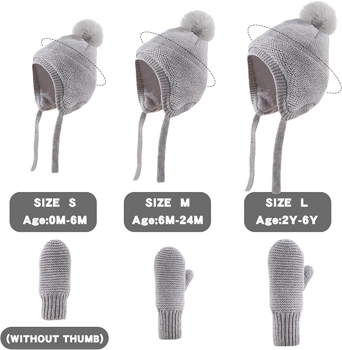 JANGANNSA Basic Winter Baby Boys Beanie Pompom Knitted Girls Hat Kids Earflap - Image 6