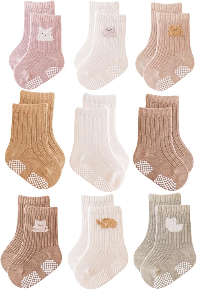 Baby Crew Socks, Grips Combed Cotton Socks Toddler Non-Skid by JPoqobog