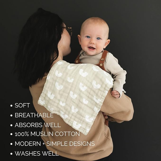 Mebie Baby Burp Cloths, Woods Print 3-Pack, Muslin Burp Cloth Set - Image 4