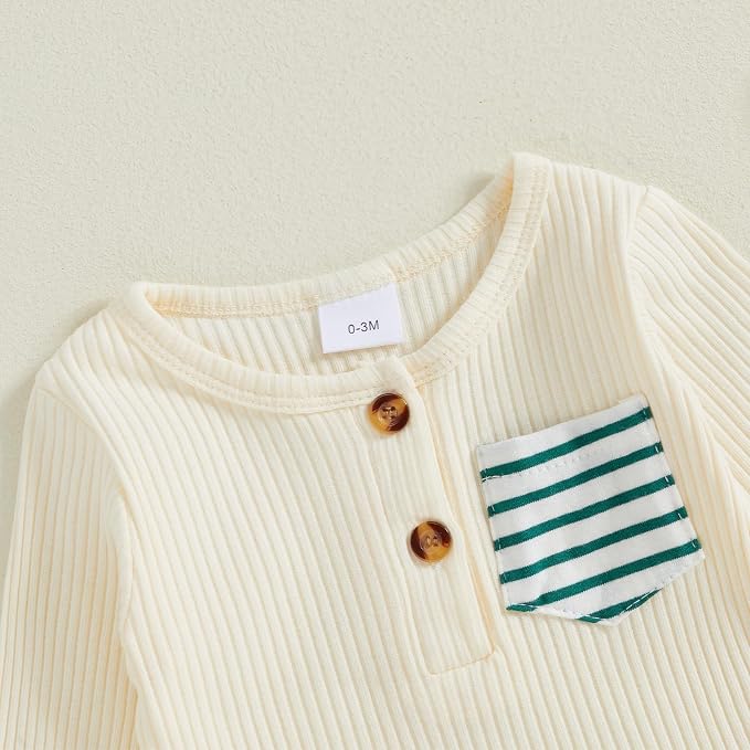 fhutpw Baby Boy Clothes 3 6 12 18 Months Ribbed Knitted Long Sleeve Romper and - Image 4