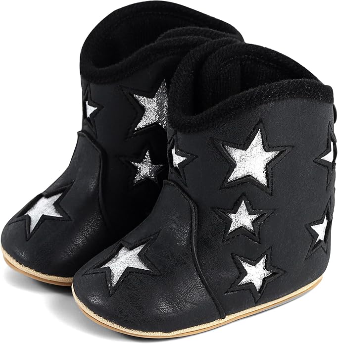 MK MATT KEELY Leather Western Boots Cowboy Bootie Soft Sole Non-Slip Crib Shoes - Image 2