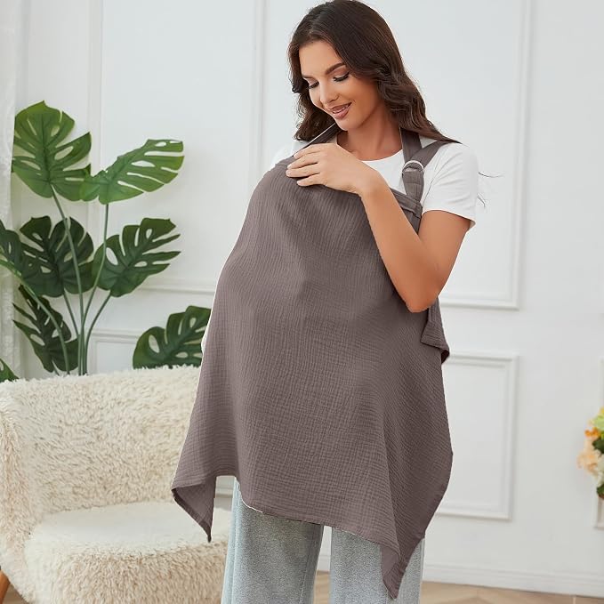 Muslin Nursing Cover for Baby Breastfeeding, Breathable 100% Cotton - Image 3