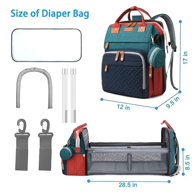 Jeryswet Baby Diaper Bags with Changing Station, Waterproof Large Capacity - Image 6