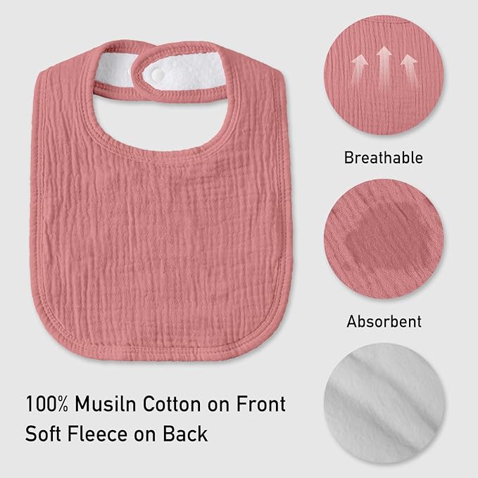Muslin Baby Drool Bibs for Unisex Boys Girls, 6 Pack Soft Cotton Baby Bib for - Image 6